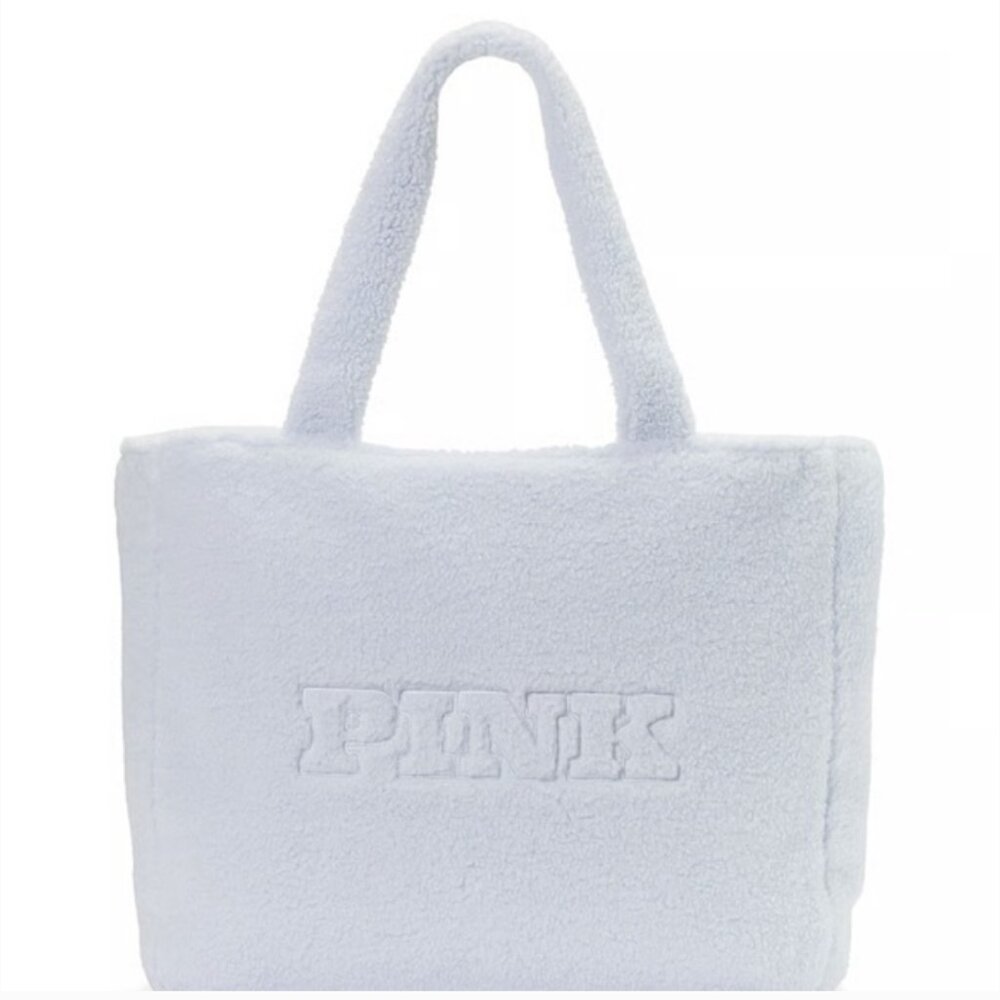 NWT Victoria's Secret | Pink | Light Blue Plush Teddy Tote Bag